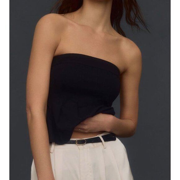 Maeve By Anthropologie Womens The Fontana Flared Tube Top Black Size L - Picture 1 of 6